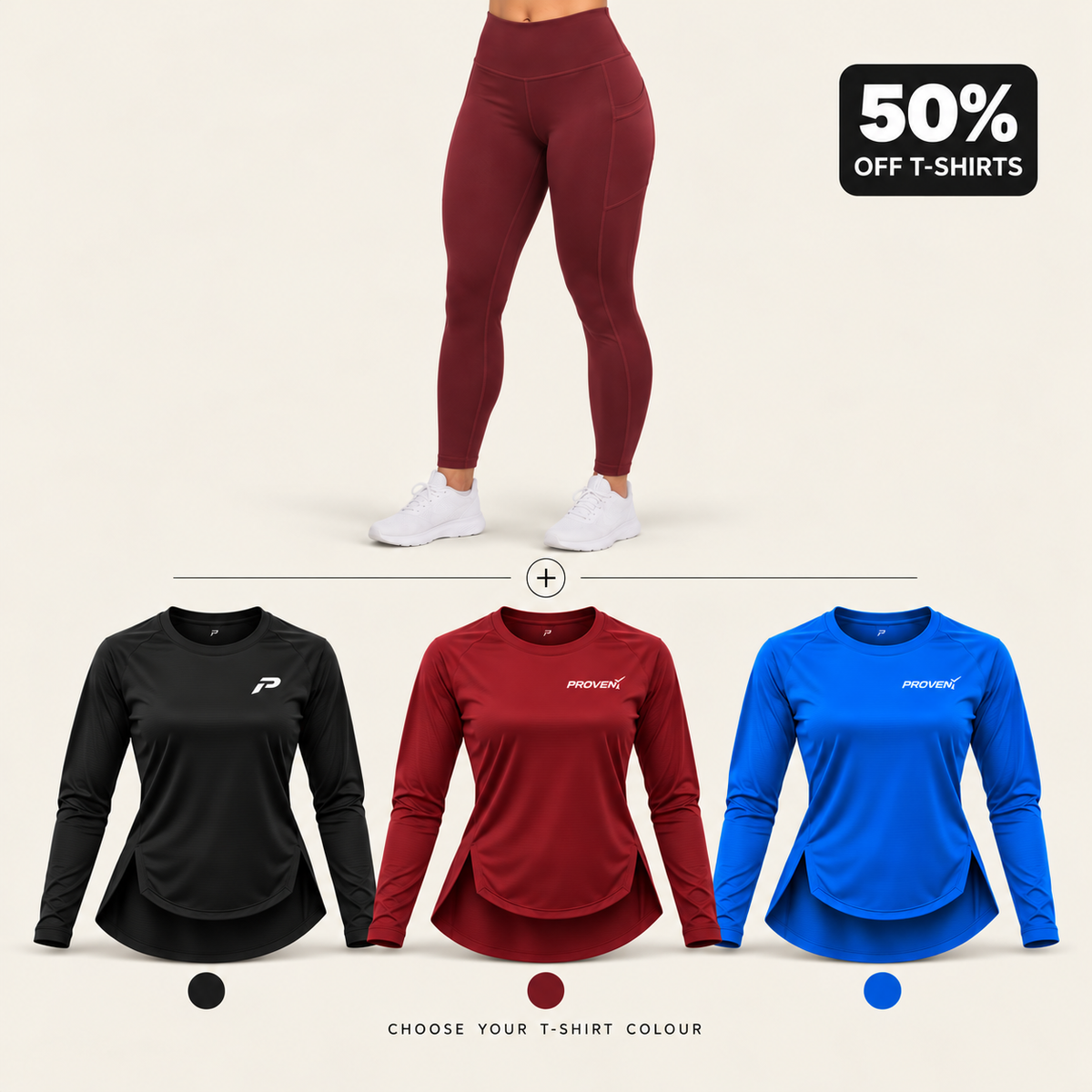 Power Set – High-Waisted Leggings & Long Sleeve MAROON