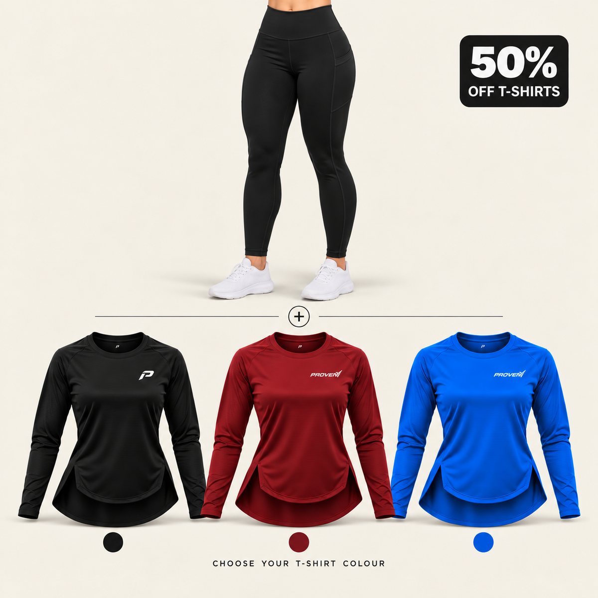 Power Set – High-Waisted Leggings & Long Sleeve BLACK