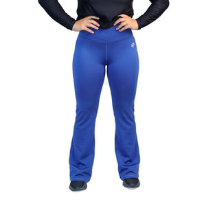 Navy blue Flow Flare Leggings by Proven Sportswear featuring a fitted waistband and flared ankle design.