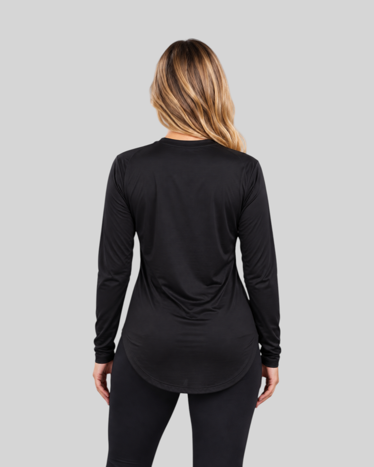 Black Proven Sportswear long sleeve performance T-shirt for sports, made with breathable, moisture-wicking fabric.