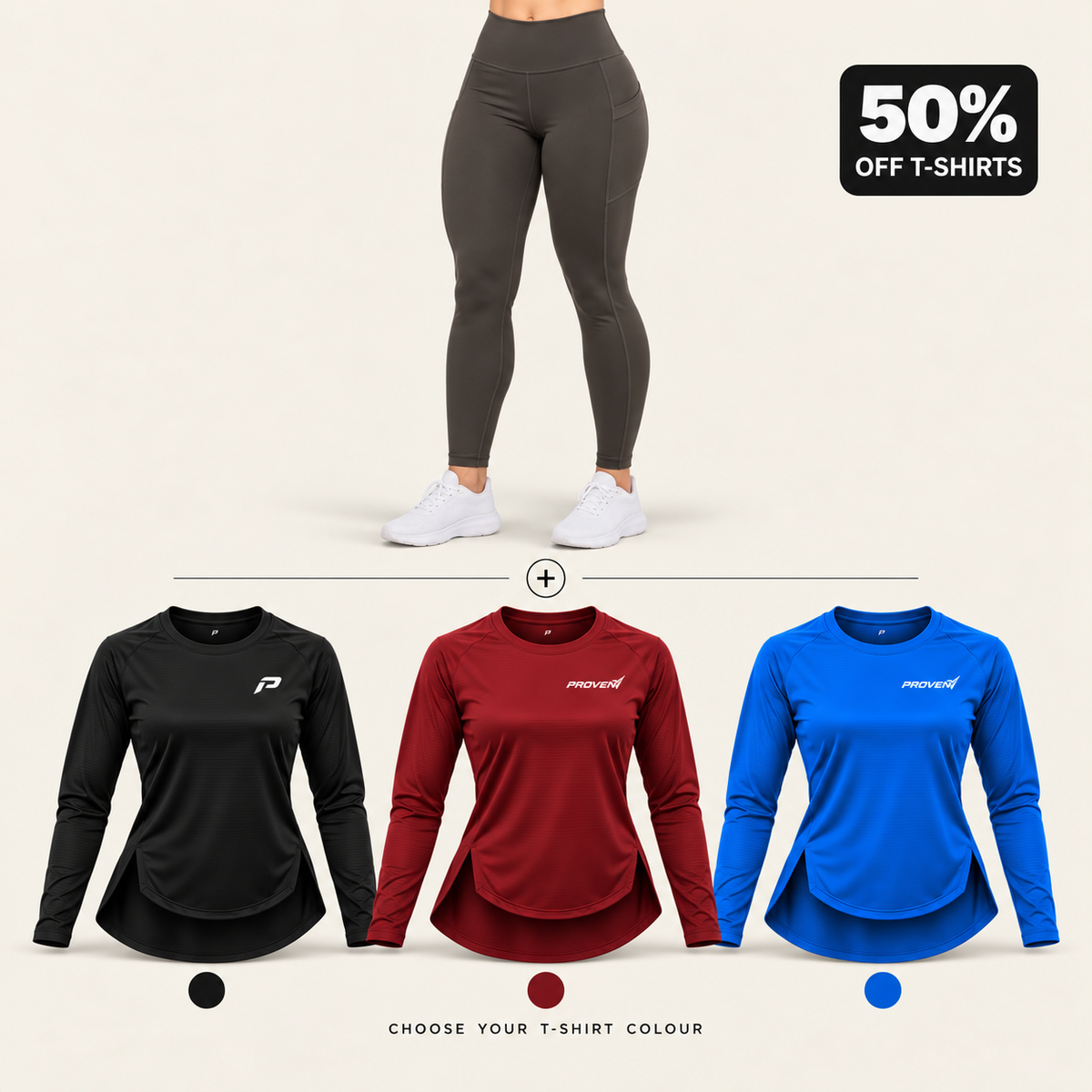 Power Set – High-Waisted Leggings & Long Sleeve OLIVE BROWN
