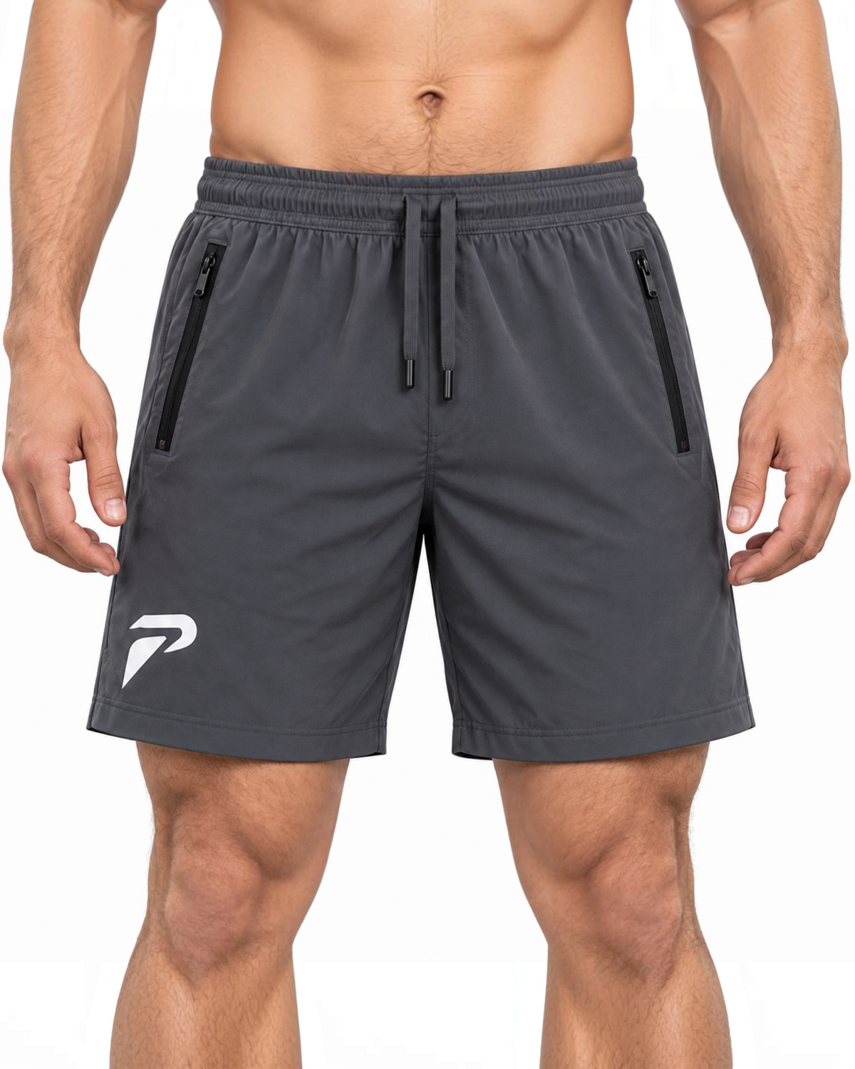 Proven Sportswear grey motion training shorts for sports and exercise, featuring lightweight fabric and comfortable fit.