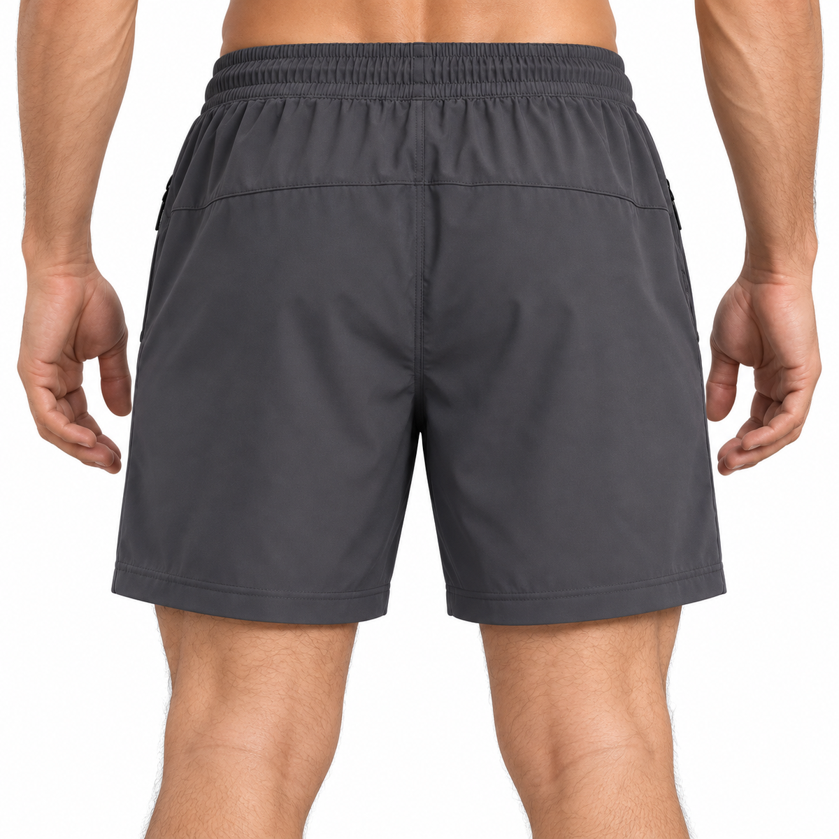 Grey motion training shorts by Proven Sportswear, designed for athletic activity and active wear, shown on a model.