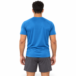 Proven Sportswear Performance Tee in Goblet Blue, a fitted athletic sports T-shirt with breathable fabric and short sleeves.