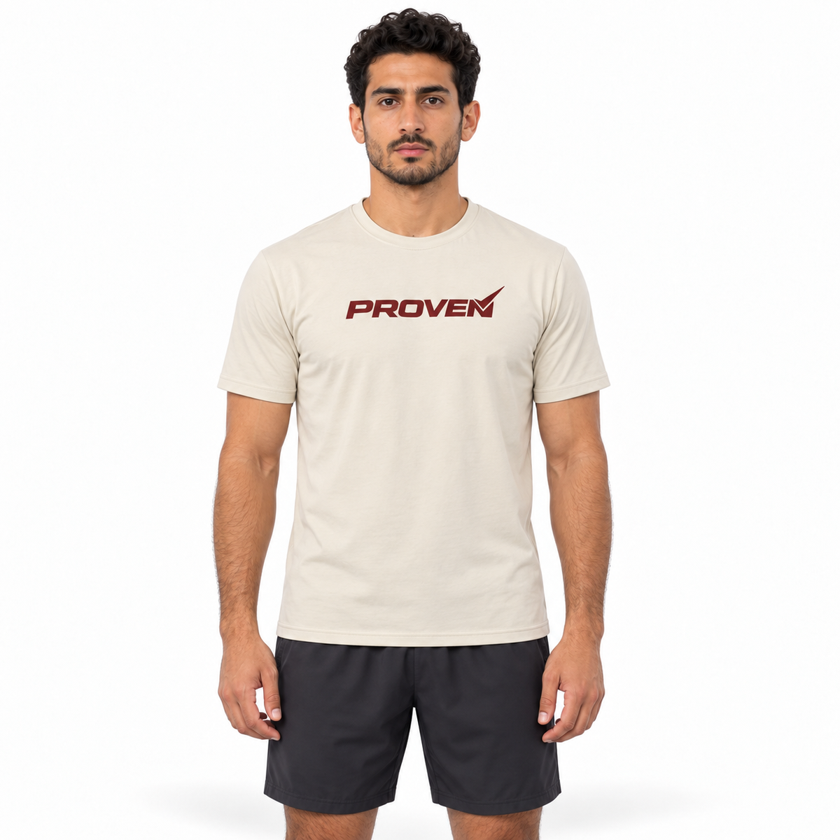 Desert sand Proven Sportswear Essential Performance T-shirt for sports and active wear, showing a comfortable fit and breathable fabric.