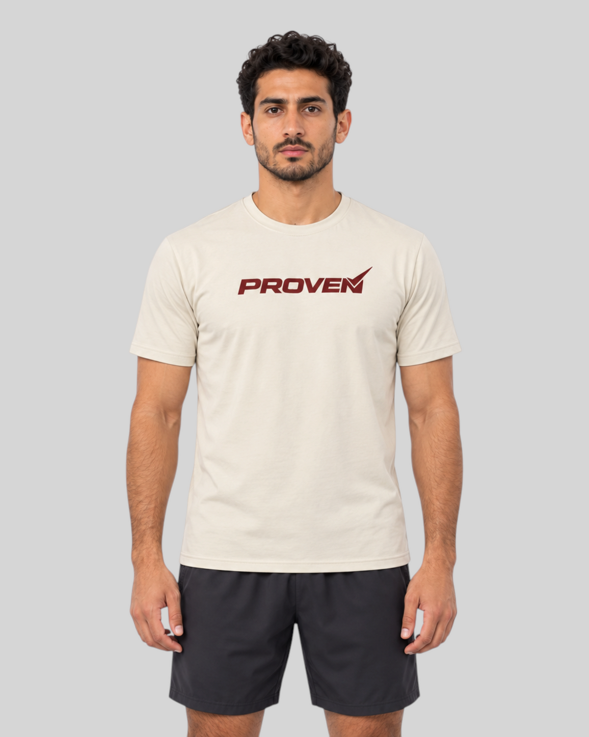 Desert sand Proven Sportswear Essential Performance T-shirt for sports and active wear, showing a comfortable fit and breathable fabric.